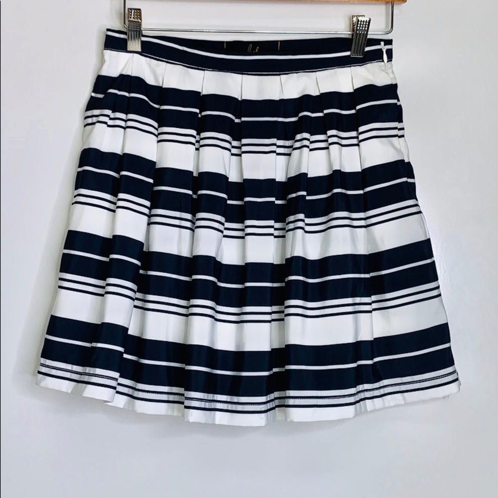 JACK • Pleated Striped Navy White Skirt